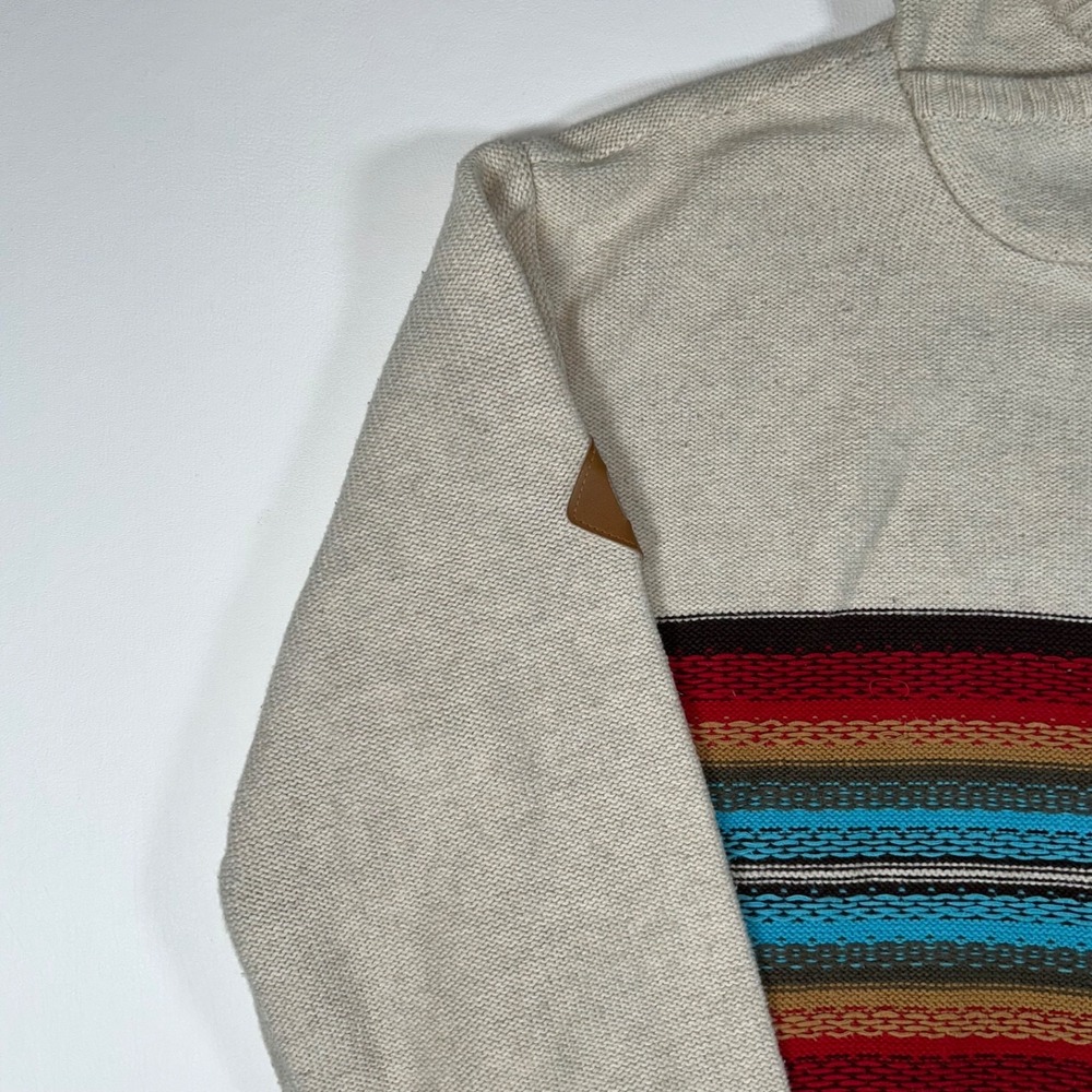 Staple Pigeon Men's M Hooded Sweater Striped Knit Beige Multicolor Streetwear - Picture 3 of 16